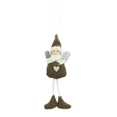 

Veki Christmas Ornament Stripes Long Legs Hanging Feet Angel Doll Pendant Twig Garland with Lights Plug in