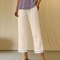 thumbnail image 5 of Cutuoiiu Women's Fashion High Waisted Lace Trim Pants, Loose Fit Straight Leg Pants with Side Pockets Gift, 5 of 5