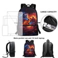 thumbnail image 4 of Uorisanigo Flaming Wolf School Backpack Kids with Insulated Lunch Bag Stationery Pen Case Water Bottle Sleeve 4 in 1 Large Elementary School Bag Travel Outdoor Daypack, 4 of 7