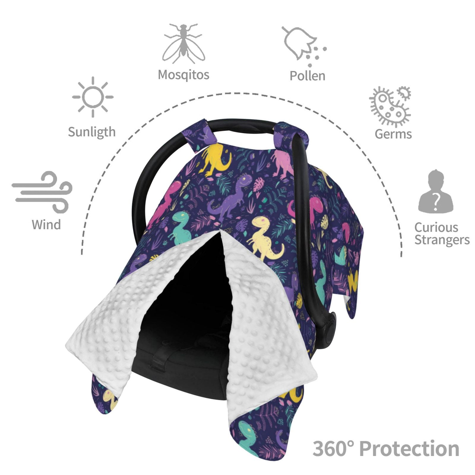 Car Seat Cover Baby - Colorful dinosaur D Breathable Infant Car Seat Cover for Baby Carseat, Lightweight Comfort Baby Essentials Must Haves Newborn Stuff for Girl Boy