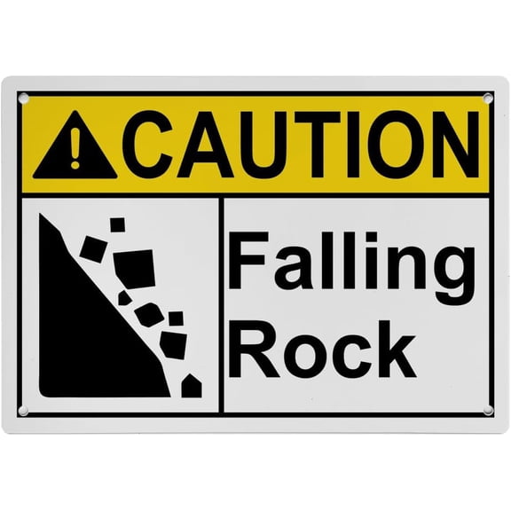 Weatherproof ANSI Trail Sign (Falling Rock) 8 in" x 12 in" UV Resistant Indoor Outdoor Workplace Insdustrial Caution Danger Warning Sign