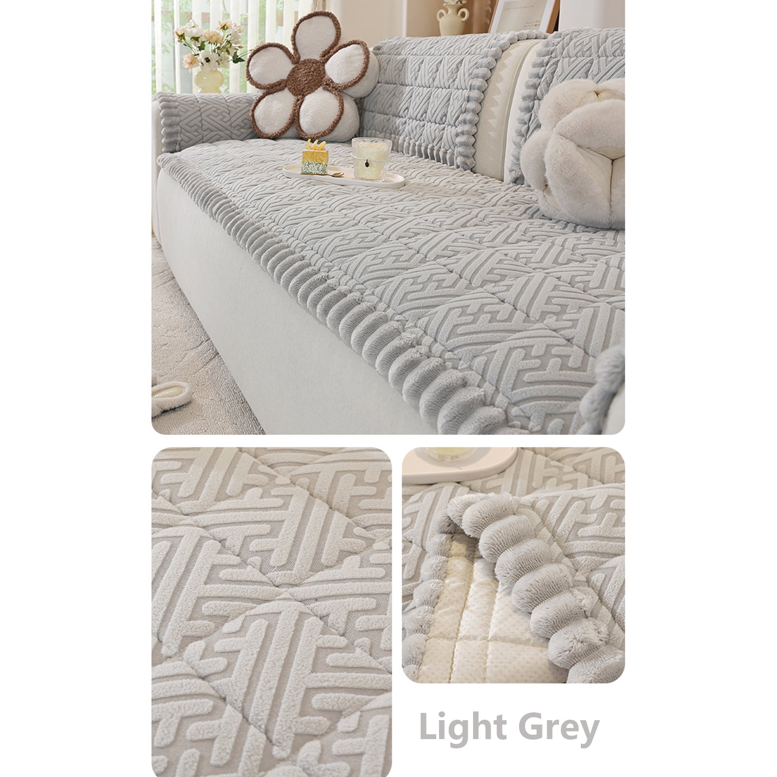 Couch Cover for Dogs Washable, Pet Couch Covers for Sofa, Soft Fuzzy Sofa Cover, Thick Couch Protector for Dogs, Pet Friendly Dog Mat for Couches and Sofas (27.6" x 94.5", 1 Pack, Light Grey)