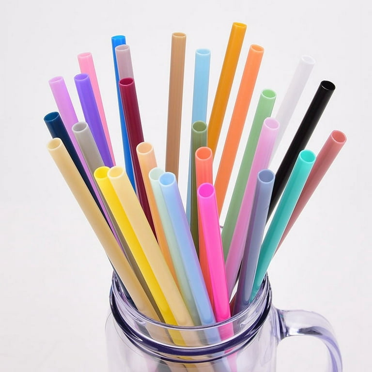 32Pcs Reusable Drinking Straw by Casewin, 10.43-inch Long Plastic Straws  Multi Colored Straws with 2Pcs Straw Brushs 
