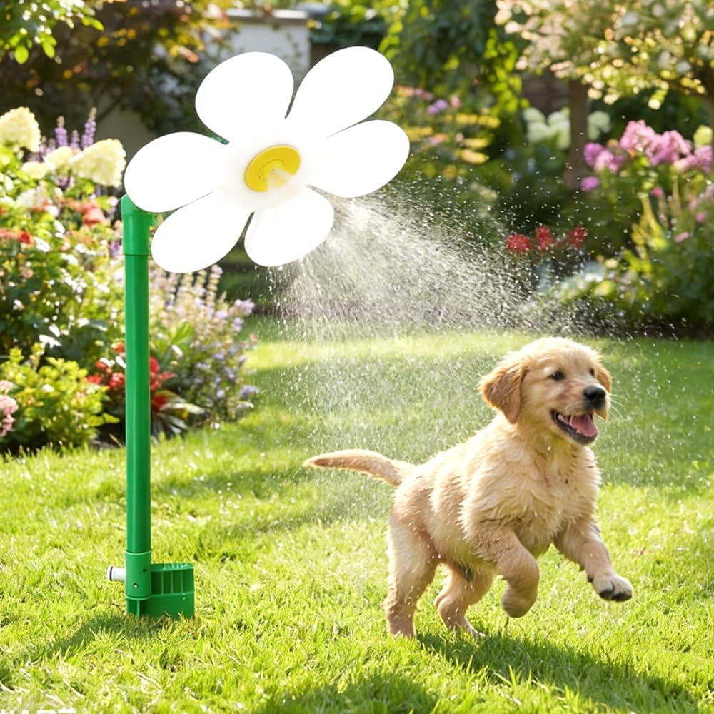 Crazy Daisy Sprinkler, 2026 New Crazy Dancing Flower Water Sprinkler, Funny 360° Rotating Sun Flower Dancing Water Sprinkler Irrigation Tool for Lawn Garden Yard Watering Dogs Kids Playing (Yellow)