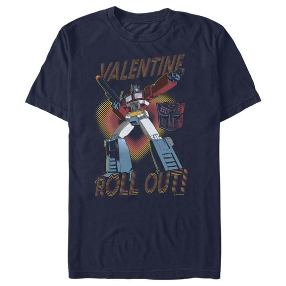 Men's Transformers Optimus Prime Valentine Roll Out!  Graphic Tee Navy Blue 2X Large