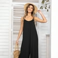 thumbnail image 4 of CALIPESSA Summer Solid Wide Leg Cami Black Casual Jumpsuits For Women Dressy, 4 of 5
