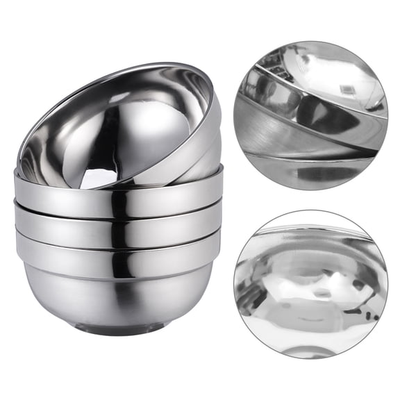 Hytrove Set of 4 Stainless Steel Metal Serving Bowls Kitchen Mixing Bowls