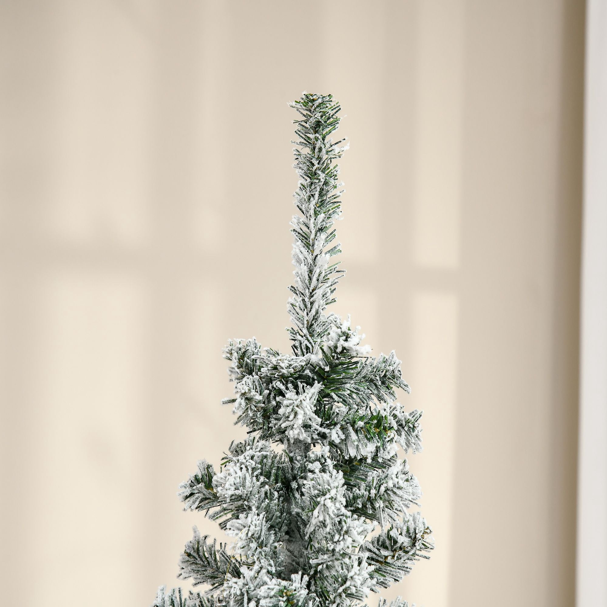 6ft Artificial Snow Flocked Christmas Tree with Foldable Steel Stand Home Indoor Decoration Green