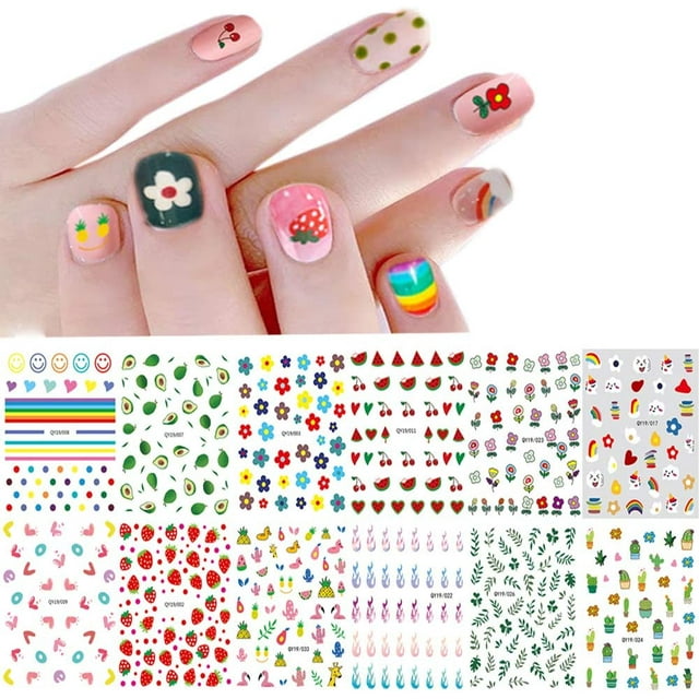 Pegatinas de uñas para mujeres y niñas - Paquete de 12 autoadhesivos 3D para decoración de uñas DIY, oso de fresa Producto electrónico