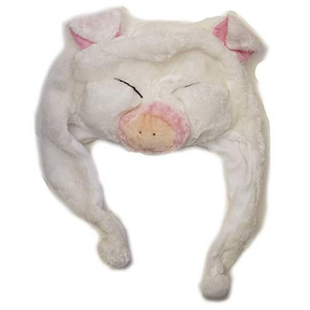Selini Unisex Adult or Kids Plush Animal Winter Hat, Pig with Beige