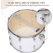 Hassch 14 x 10 Marching Snare Drum with Drumsticks, Key & Adjustable Strap for Percussion Performance & Parade, White