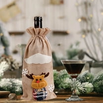 Bpyeka Fabric Sack1Pcs Christmas Wine Bag - Fabric with Drawstring - Bottle Bag Reusable Christmas Bottle Bag - Holiday Party DecorationFall Decor