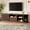 Walnut + MDF + Primary Living Space, variant on Vintage Rustic TV Stand with Sliding Wood Slatted Doors for TVs up to 75", Farmhouse Fluted TV Cabinet with Drawer, Wood Grain Media Console with Cable Management for Living Room, Bedroom, Black