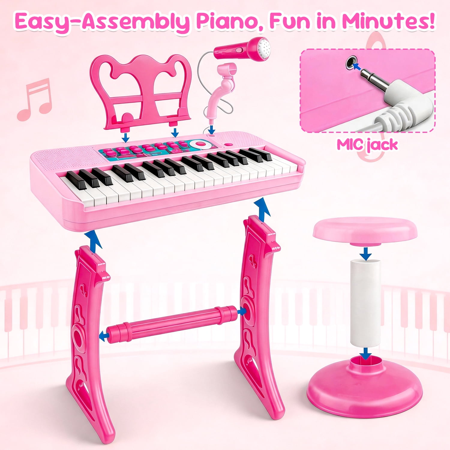 LINXUXIE Keyboard Piano Toys for Kids, 37 Keys Musical Instruments for Baby, Toddlers Birthday Gifts for 3 4 5 6 7 8 Year Old