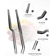 thumbnail image 2 of GHSDFBB 10-inch Cooking Offset Tweezer and Curved Tong Set, Tongs Precision Serrated Tips, Stainless Steel Professional Chef Tweezer Kitchen Tools for BBQ, Plating and Serving, 2 of 7
