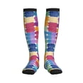 thumbnail image 2 of Socks Calf Pressure Socks Breathable Moisture Absorbent 11.8in×7.9in Full Print Designed For Hiking Walking Sports Aliceblue Colorful Houndstooth Hand-Drawn Sketch_1 3 Black, 2 of 8