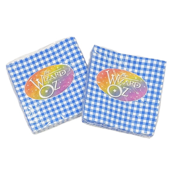 2 Packs - Wizard of Oz Blue Plaid 3-Ply Dessert Party Napkins - 2 Packs of 16 - 32 Total