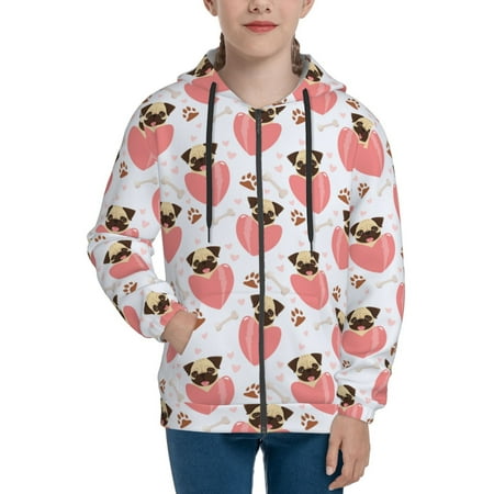 

Hoodies for Teen Girls Boys cartoon Dog heart Long Sleeve Youth Kids Essentials Zip Up Hoodie Lghtweight Fashion Hoodies & Sweatshirts Jacket Fall Winter Outfits Tops