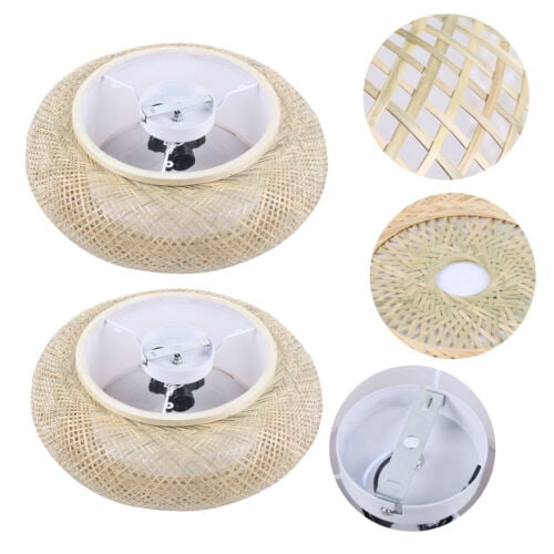 WUZSTAR 19.5 Inch Bird Cage Ceiling Light Chinese style Bamboo and Rattan Lantern Pendant Light