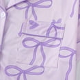 thumbnail image 6 of FASHOFT Women's 2 Piece Bow Print Pajama Set Short Sleeve Button Down Lounge Shorts Sleepwear Sets Purple L, 6 of 9
