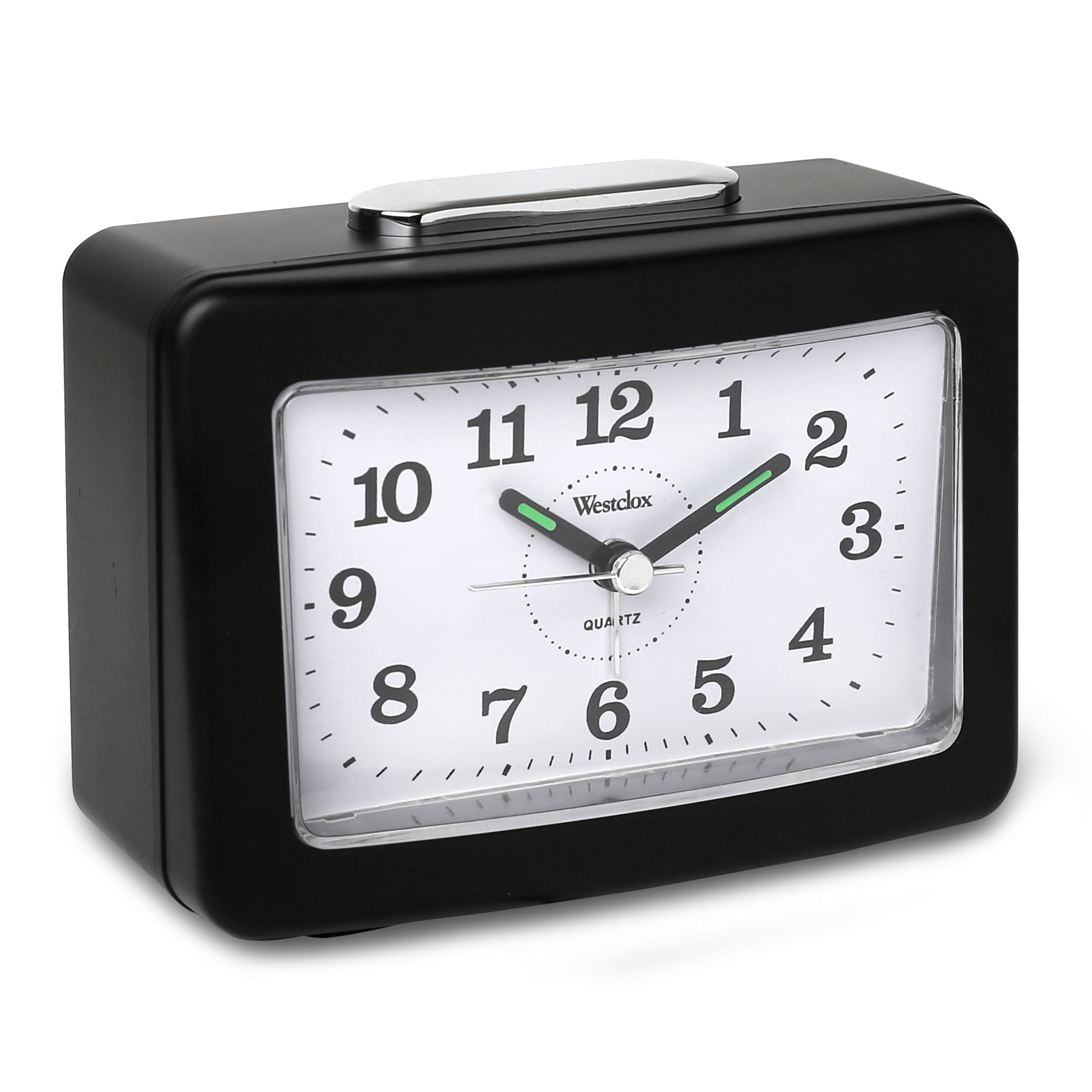 Westclox Echo Analog Quartz Travel Snooze Black Alarm Clock 47312 