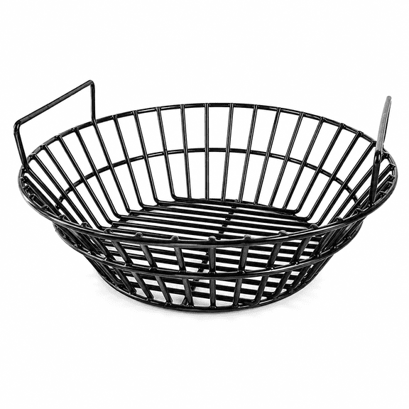 Charcoal Ash Basket for Large Kamado Grills, Heavy-Duty Porcelain-Coated Steel Fire Basket with Handles for Ceramic Grills