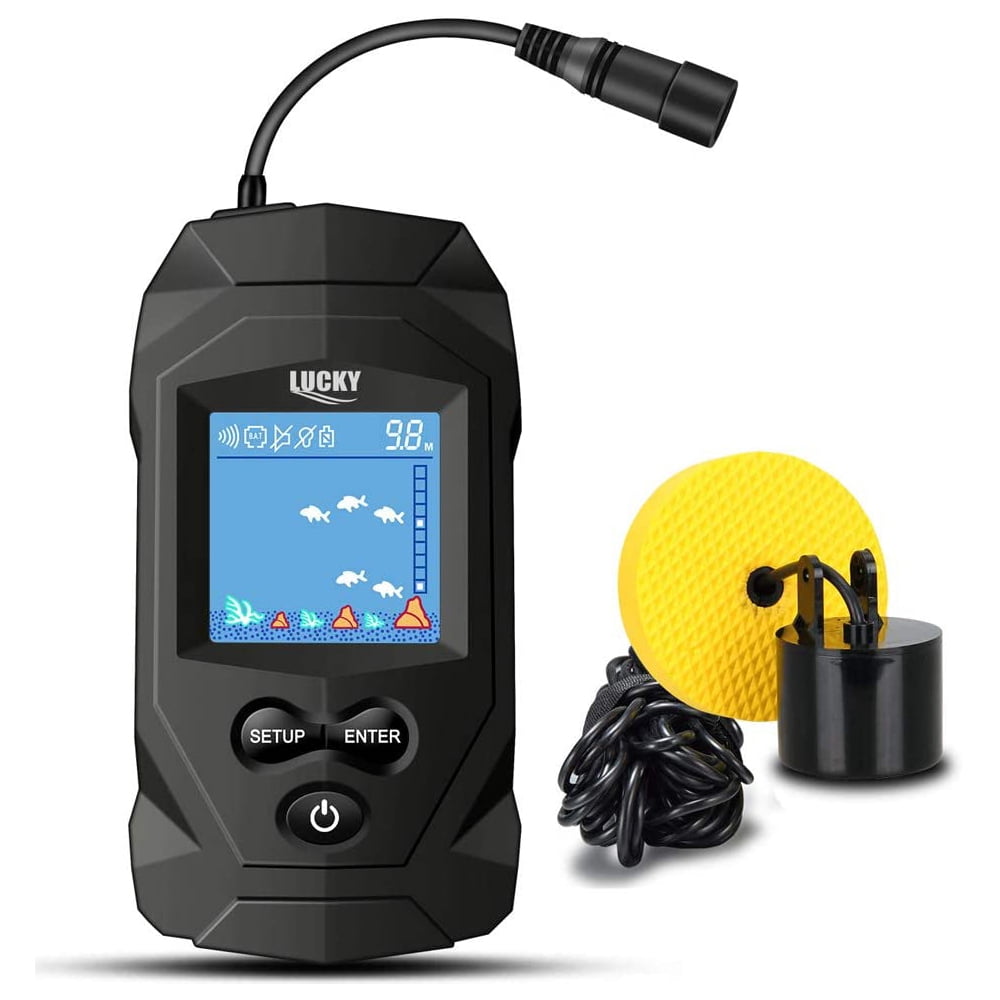 Détecteur De Poissons Profondeur Détecteur Profondeur Eau LUCKY Détecteur Poissons Portable FFC1108 - Sondeur Kayak Pêche Sonar Portable Lanceur Alarme Poisson école