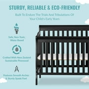 Dream On Me Jayden 4-in-1 Mini Convertible Crib And Changer in Black, Greenguard Gold Certified, Non-Toxic Finish, New Zealand Pinewood, 1