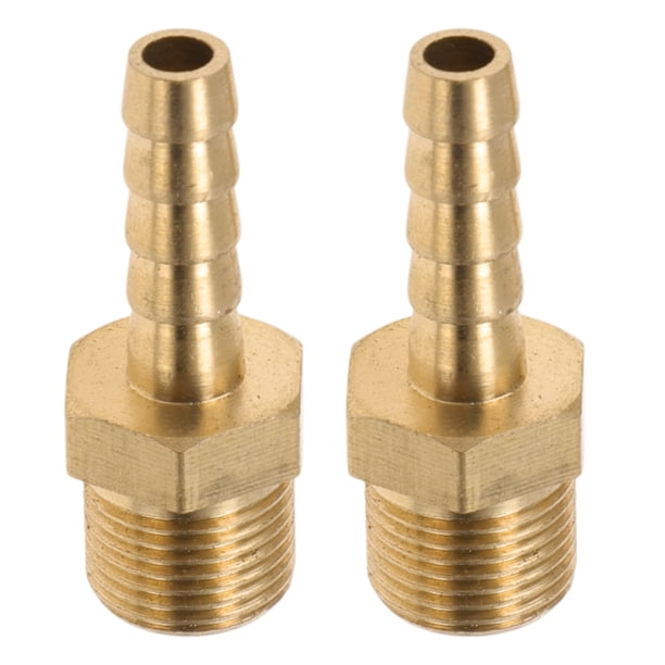 Accesorios de manguera de latón Unique Bargains 1/4" M12x1 con rosca macho, conector recto para aire, agua, aceite, gas, combustible, 2 piezas tono dorado