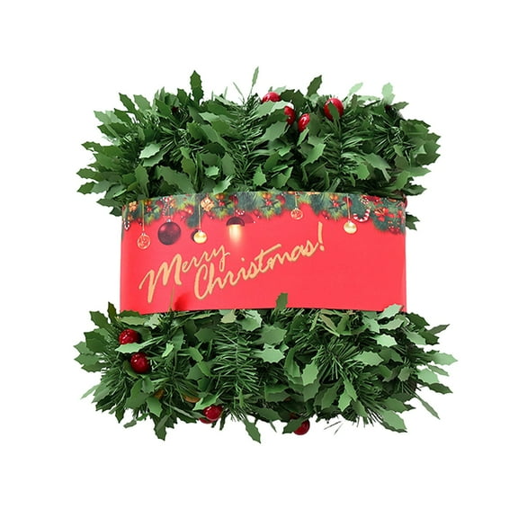 Artificial Christmas Garland Greenery - Non-Lit Soft Green Pine Vine with Red Berries for Holiday Decor, Twistable Garland for Indoor Outdoor Xmas Tree, Staircase, Fireplace, Party Wedding Decoration