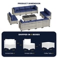 thumbnail image 6 of 14-Piece Outdoor Patio Furniture Set, PE Wicker Rattan Sectional Sofa Conversation Set with Tempered Glass Table & Thick Cushions - All-Weather Garden, Backyard Furniture,Navy Blue, 6 of 7