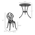 thumbnail image 3 of Outsunny Ensemble Bistro de Patio 3 Pcs pour Balcon, Noir, 3 of 10
