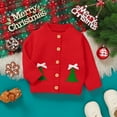 thumbnail image 3 of SGMVNU Boys Girls Christmas Sweater Cardigan Xmas Tree Pattern Knit Sweaters Long Sleeve Button Fall Winter Toddler Kids Knitwear(Size 18-24 Months, Red), 3 of 9