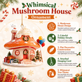 thumbnail image 3 of Mushroom House Hanging Ornament with Orange Roof, 3.1 in, for Christmas Tree, Wreath and Garland, 3 of 6