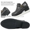thumbnail image 5 of Ecetana Women's Chunky Low Heel Ankle Boots Round Toe Leather Western Short Booties with Side Zipper, 5 of 7