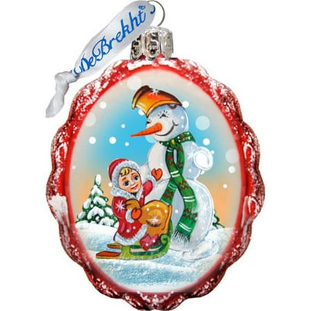 G Debrekht Keepsake Playing Snowman Glass Ornament