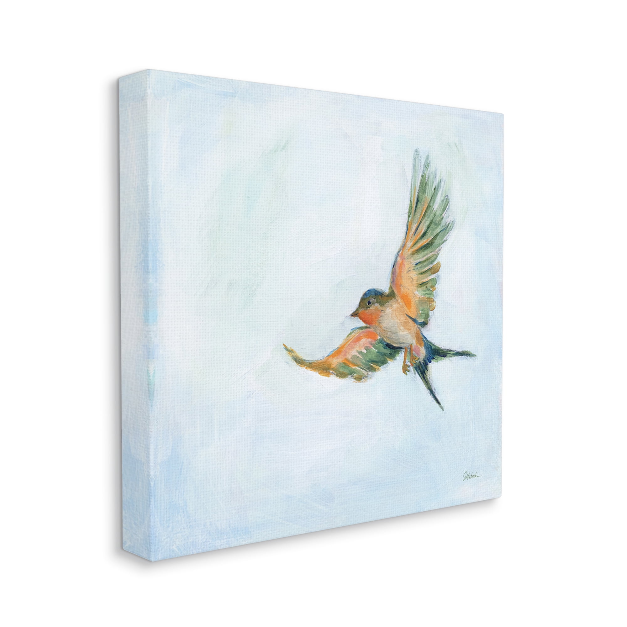 Stupell Industries Flying Hummingbird Painting Animals & Insects Painting Gallery Wrapped Canvas Print Wall Art, 17 x 17