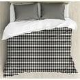 thumbnail image 1 of Lattice Duvet Cover Set King Size, Monochromatic Wavy Lines in Horizontal Direction Retro-Modern Design, 3 Piece Bedding Set with 2 Pillow Shams, Charcoal Grey Eggshell, by Ambesonne, 1 of 3