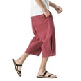 thumbnail image 4 of CVLIFE Mens Capri Long Shorts Below Knee Loose Fit Beach Sport Wear Elastic Drawstring Tapered Casual Linen Shorts, 4 of 4