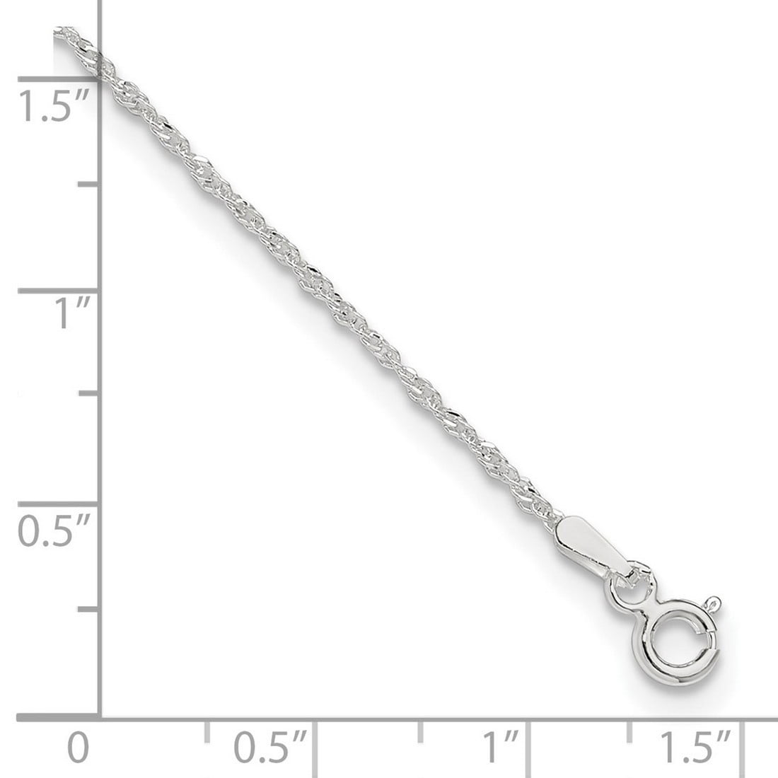 925 Sterling Silver 1.3mm Singapore Plus 1in Extension Chain Anklet 10 Inch Anklet for Women and Men