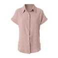 thumbnail image 5 of TTUHYWXI Womens Short Sleeve Shirts V Neck Collared Button Down Shirt Tops with Pockets (Hot Pink, XXL), 5 of 5
