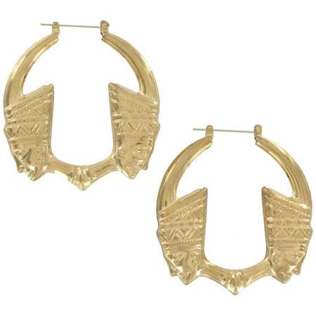 Heart Hoop Pierced Earrings - Pierced Earrings Hoop Big Egyptian Pharoah Gold Tone 2 1/2
