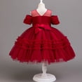 thumbnail image 6 of IFNWSV Girls Dresses Kids Solid Color Short Sleeve Dress Princess Dress for Red 9-10Years, 6 of 6