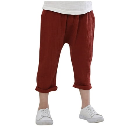 

ZHUASHUM Girl Solid Harem Child Pant Linen Boy Toddler Pyjamas Baby Pleated Boys Pants