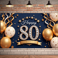 thumbnail image 4 of Golden Theme 80th Birthday Banner Decorative Design Milestone Birthday Banner for Birthday Party Celebration Indoor Decoration, 4 of 8