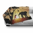 thumbnail image 3 of Animal Soft Flannel Fleece Throw Blanket, Wild Nature Beauty at Sunset Animals and Indigenous Tree, Cozy Plush for Indoor and Outdoor Use, 50" x 60", Charcoal Grey Multicolor, by Ambesonne, 3 of 6