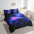 thumbnail image 3 of Manfei Dreamy Starry Sky Bedding Full Size, Glitter Stars Bedding Sets Full Size, Black Blue Reversible Comforter Sets with Sheets, Ultra Soft Room Decor, 7 Pieces, 3 of 6
