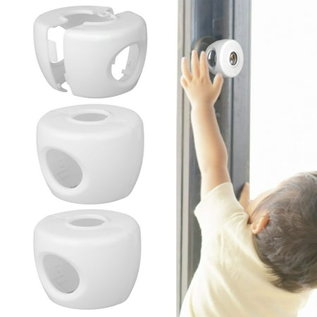 TSV Round Door Knob Safety Cover - 3 Pack - Beautifully Designed To Blend With Doorknob Color - Child Proof Doors Lock- Toddler and Baby