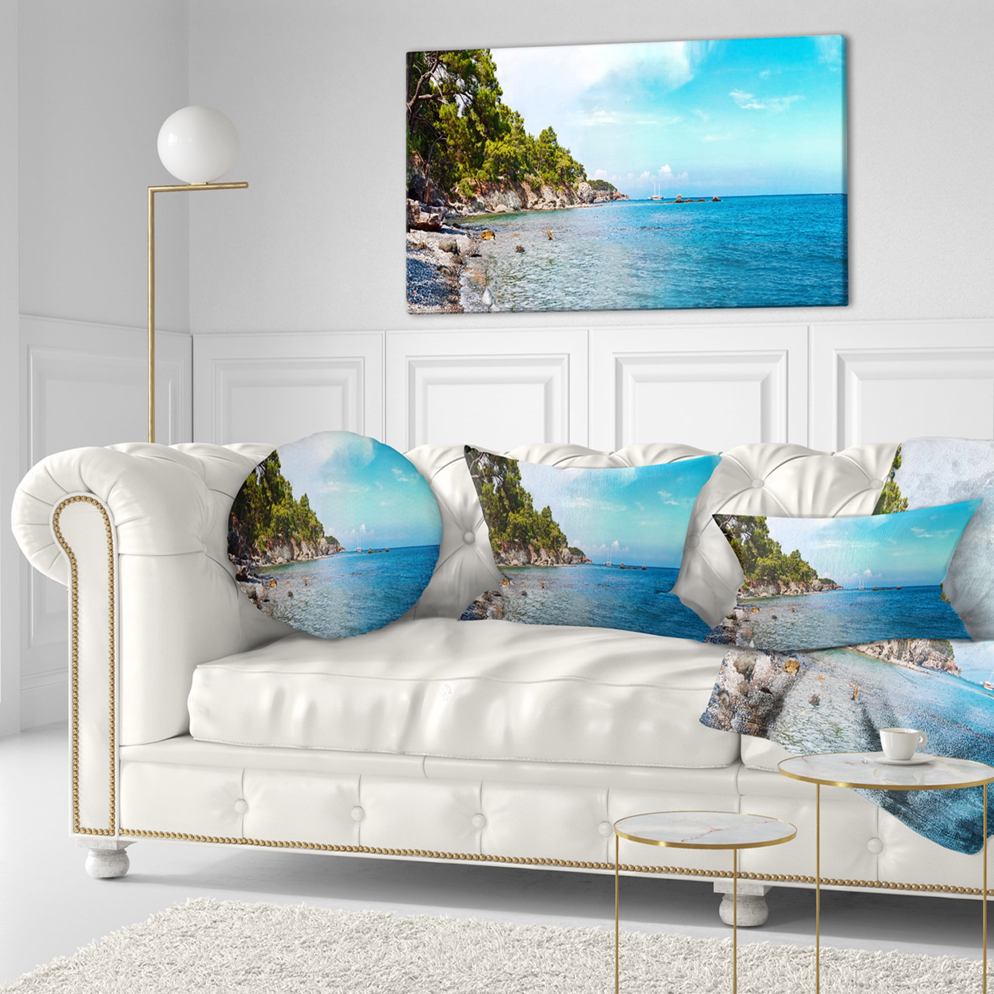 Designart 12" x 20" Blue Polyester Throw Pillow