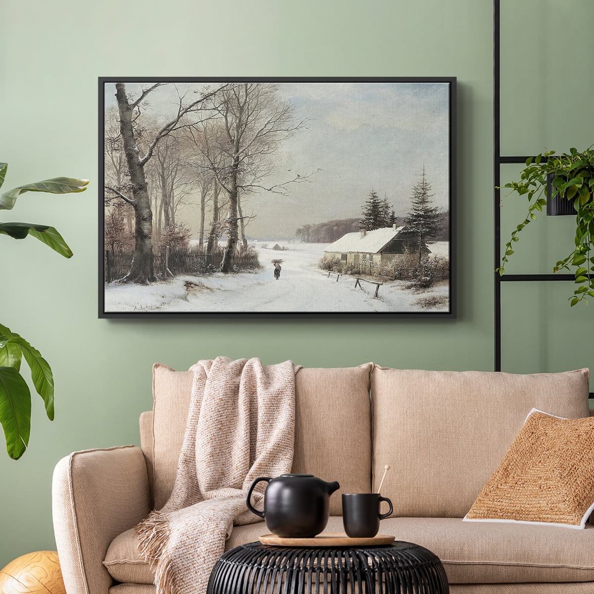 Vintage Landscape-CCLXXVIII By Wexford Home Framed in Black Wood Gallery Wrapped Canvas 25 in. x 37 in.